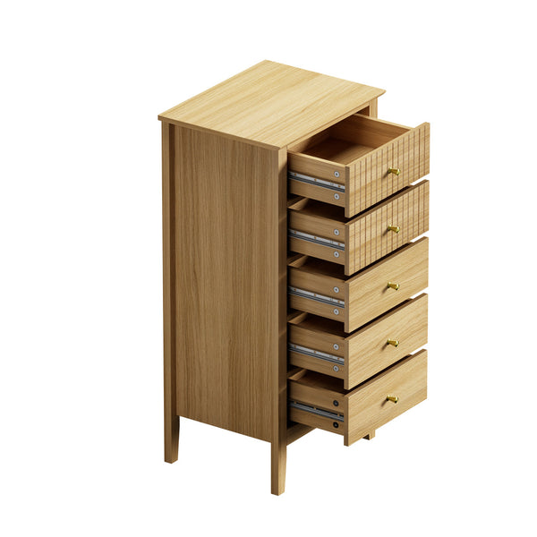 Nordic 5 Chest of Drawers Dresser Tallboy Storage Cabinet Natural