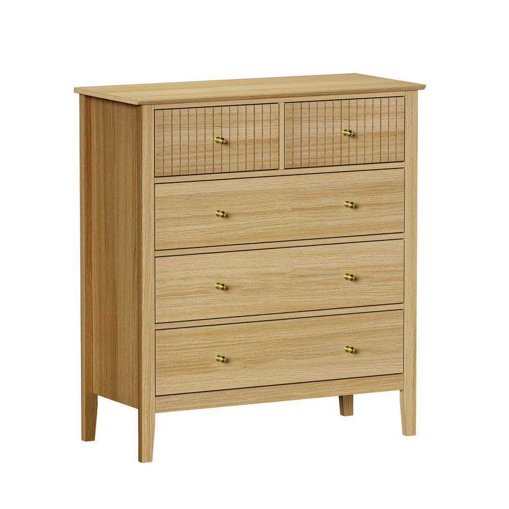 Nordic 5 Chest of Drawers Dresser Storage Cabinet Tallboy Natural