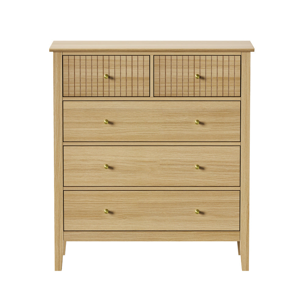 Nordic 5 Chest of Drawers Dresser Storage Cabinet Tallboy Natural