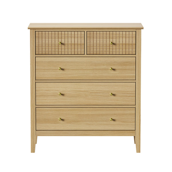 Nordic 5 Chest of Drawers Dresser Storage Cabinet Tallboy Natural