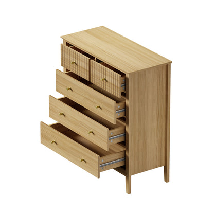 Nordic 5 Chest of Drawers Dresser Storage Cabinet Tallboy Natural
