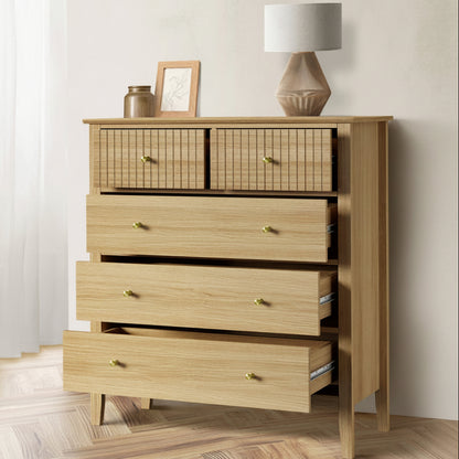 Nordic 5 Chest of Drawers Dresser Storage Cabinet Tallboy Natural