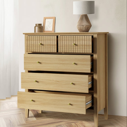 Nordic 5 Chest of Drawers Dresser Storage Cabinet Tallboy Natural