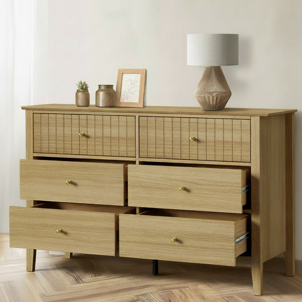 Nordic 6 Chest of Drawers Dresser Tallboy Natural