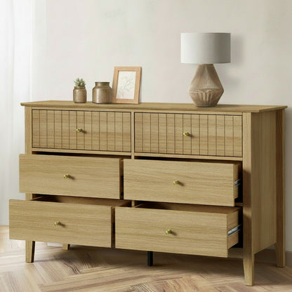 Nordic 6 Chest of Drawers Dresser Tallboy Natural