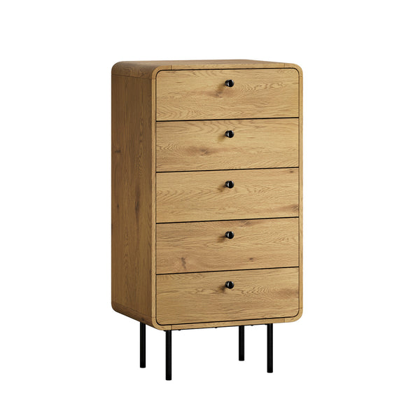 Oakridge 5 Chest of Drawers Dresser Tallboy Wooden Handle Natural
