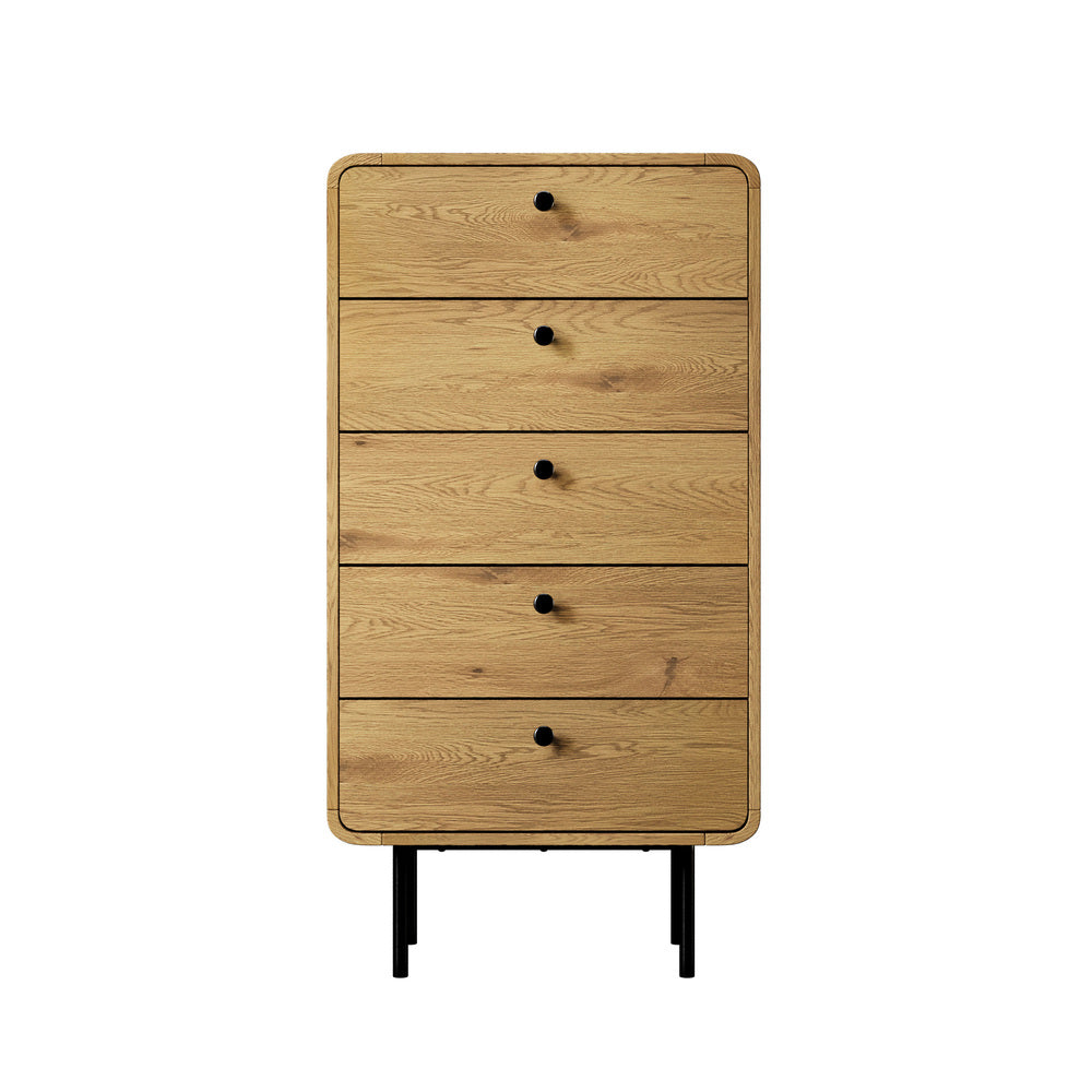 Oakridge 5 Chest of Drawers Dresser Tallboy Wooden Handle Natural