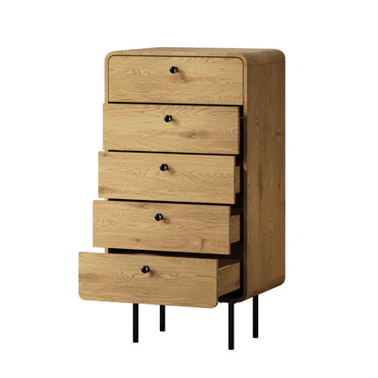 Oakridge 5 Chest of Drawers Dresser Tallboy Wooden Handle Natural