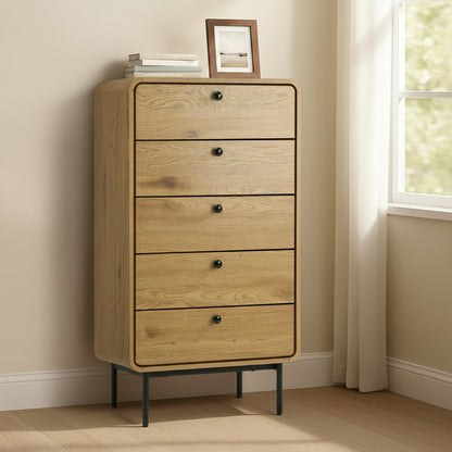 Oakridge 5 Chest of Drawers Dresser Tallboy Wooden Handle Natural