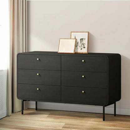 Oakridge 6 Chest of Drawers Tallboy Storage Cabinet Dresser Black