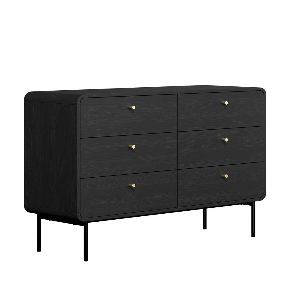 Oakridge 6 Chest of Drawers Tallboy Storage Cabinet Dresser Black