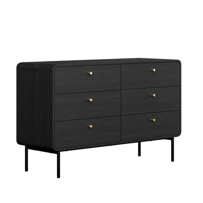 Oakridge 6 Chest of Drawers Tallboy Storage Cabinet Dresser Black