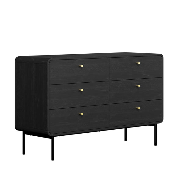 Oakridge 6 Chest of Drawers Tallboy Storage Cabinet Dresser Black