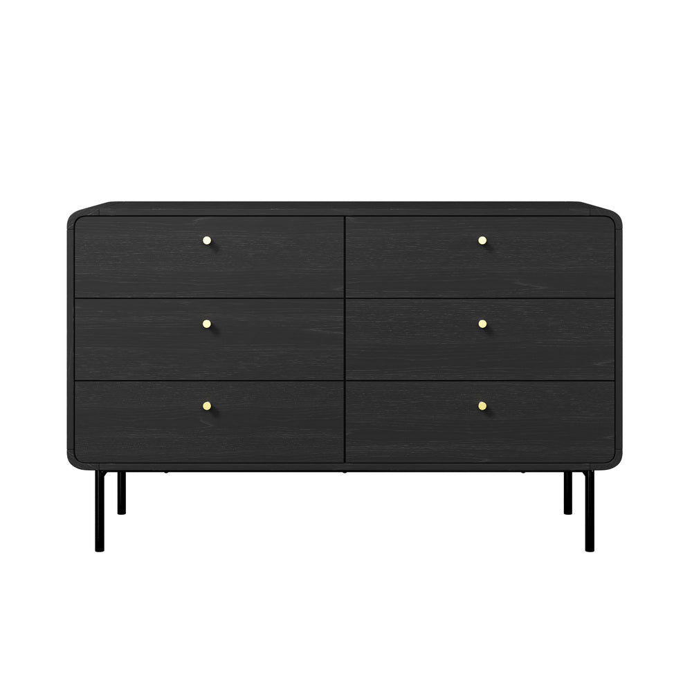 Oakridge 6 Chest of Drawers Tallboy Storage Cabinet Dresser Black