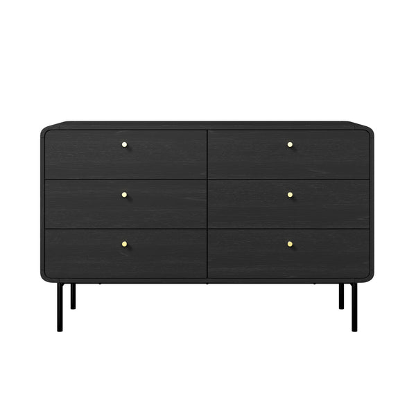Oakridge 6 Chest of Drawers Tallboy Storage Cabinet Dresser Black