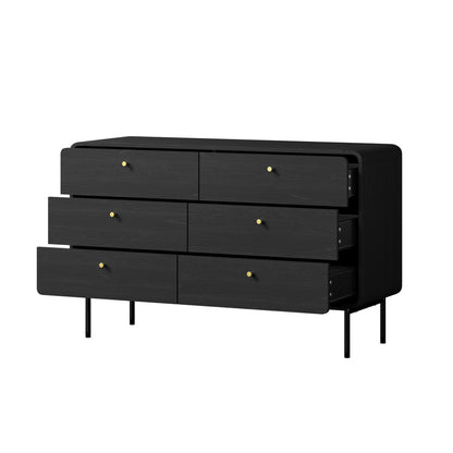 Oakridge 6 Chest of Drawers Tallboy Storage Cabinet Dresser Black