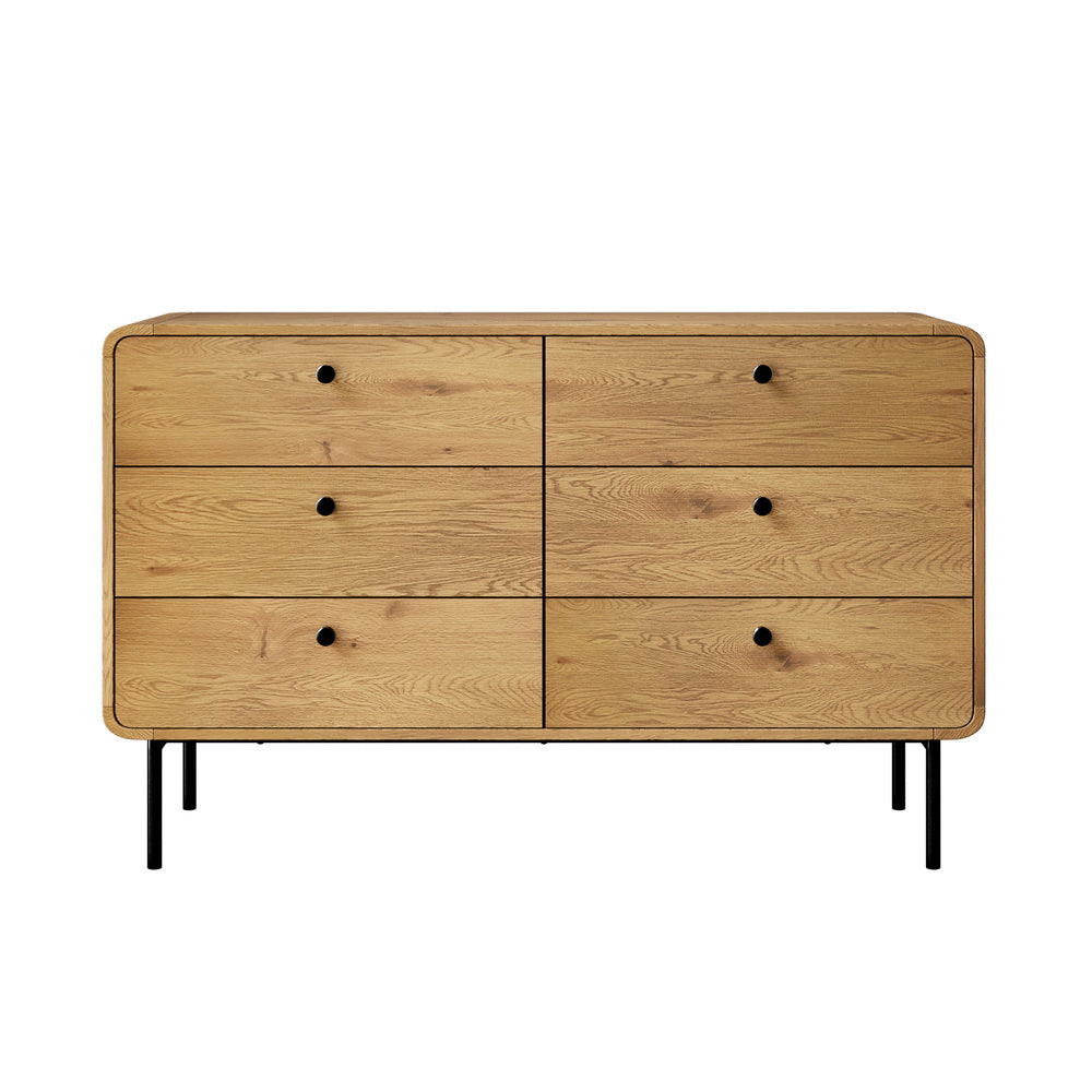 Oakridge 6 Chest of Drawers Tallboy Storage Cabinet Dresser Natural