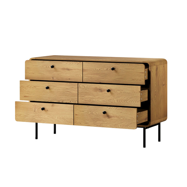Oakridge 6 Chest of Drawers Tallboy Storage Cabinet Dresser Natural