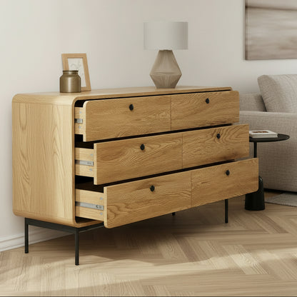 Oakridge 6 Chest of Drawers Tallboy Storage Cabinet Dresser Natural