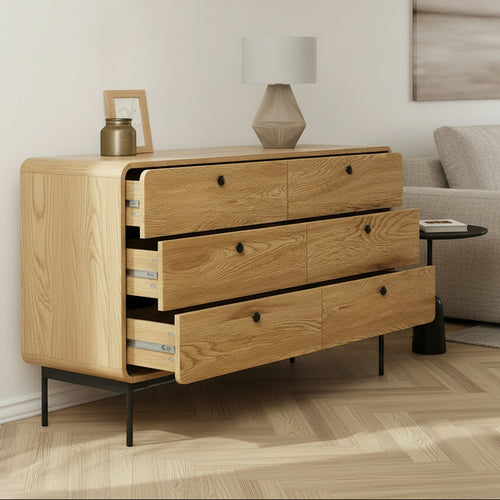 Oakridge 6 Chest of Drawers Tallboy Storage Cabinet Dresser Natural