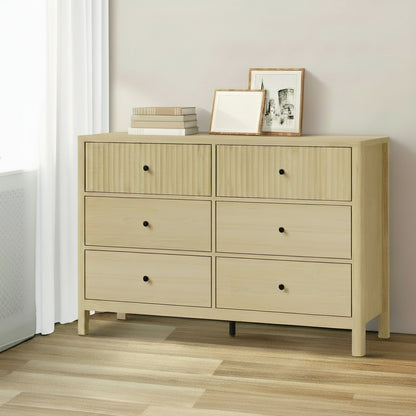Solace 6 Chest of Drawers Dresser Tallboy Storage Cabinet Natural