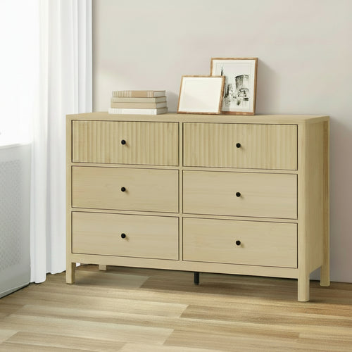 Solace 6 Chest of Drawers Dresser Tallboy Storage Cabinet Natural