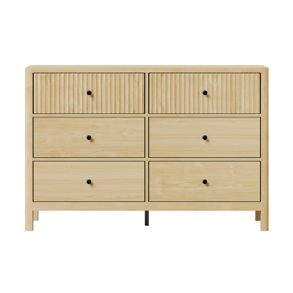 Solace 6 Chest of Drawers Dresser Tallboy Storage Cabinet Natural
