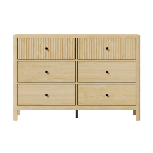Solace 6 Chest of Drawers Dresser Tallboy Storage Cabinet Natural