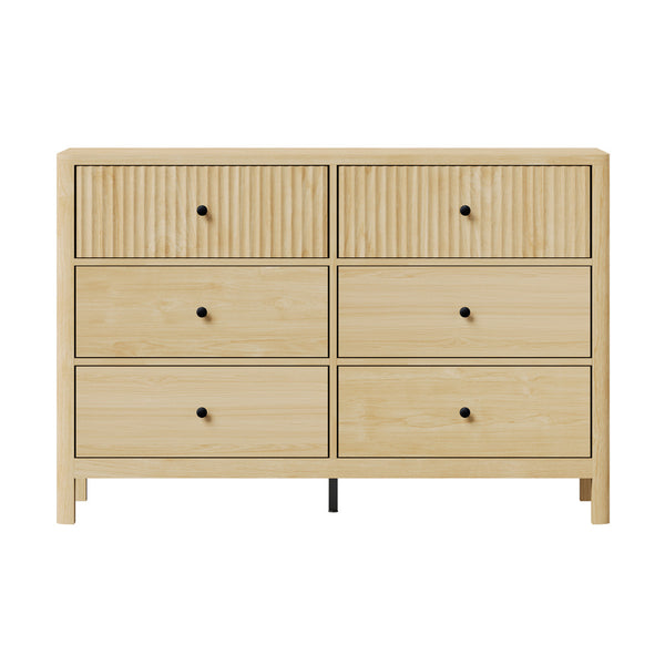 Solace 6 Chest of Drawers Dresser Tallboy Storage Cabinet Natural