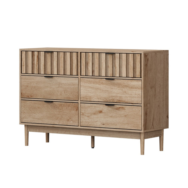 Marlo 6 Chest of Drawers Dresser Storage Cabinet Lowboy Natural
