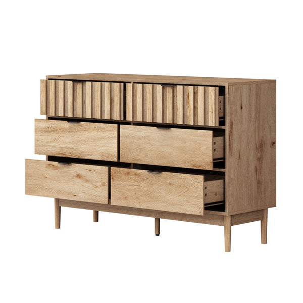 Marlo 6 Chest of Drawers Dresser Storage Cabinet Lowboy Natural