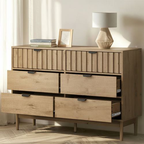 Marlo 6 Chest of Drawers Dresser Storage Cabinet Lowboy Natural