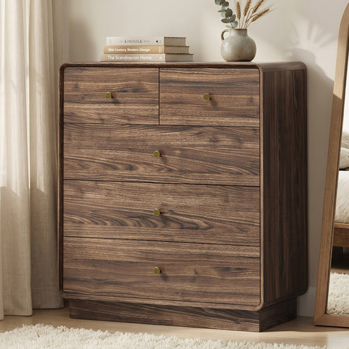 Aster 5 Chest Of Drawers Tallboy Storage Walnut