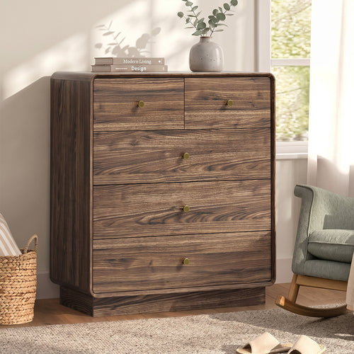 Aster 5 Chest Of Drawers Tallboy Storage Walnut
