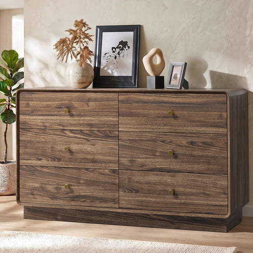 Aster 6 Chest Of Drawers Lowboy Storage Walnut
