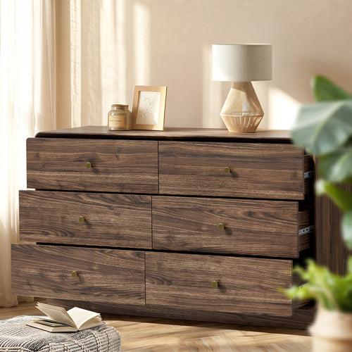 Aster 6 Chest Of Drawers Lowboy Storage Walnut