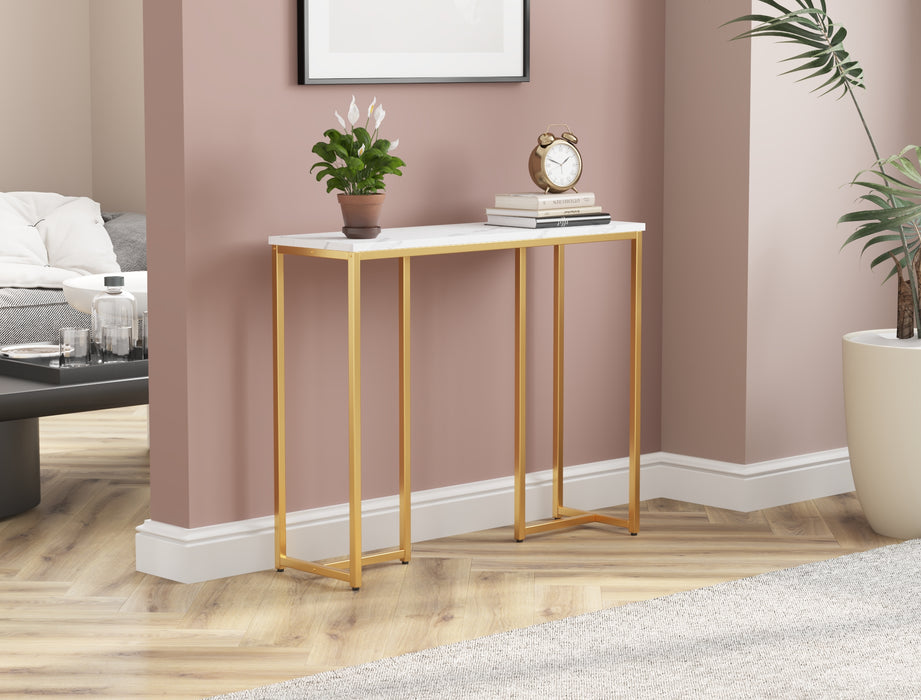 Millie Console Table White Top / Gold Frame