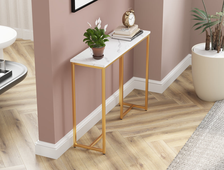 Millie Console Table White Top / Gold Frame