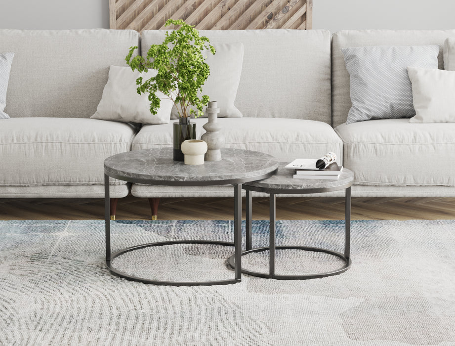 Boston Grey Marble Nesting Coffee Table