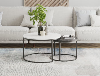 Boston White / Blak Marble Nesting Coffee Table