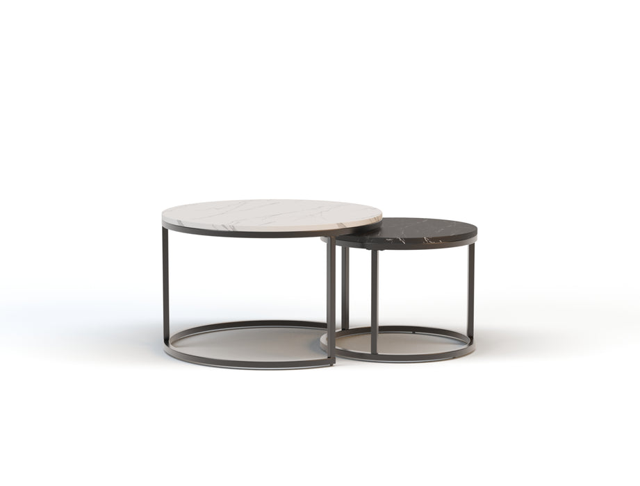 Boston White / Blak Marble Nesting Coffee Table