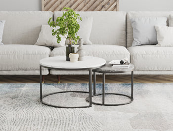 Boston White / Grey Marble Nesting Coffee Table