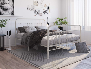 Carter White Metal Double Bed Frame