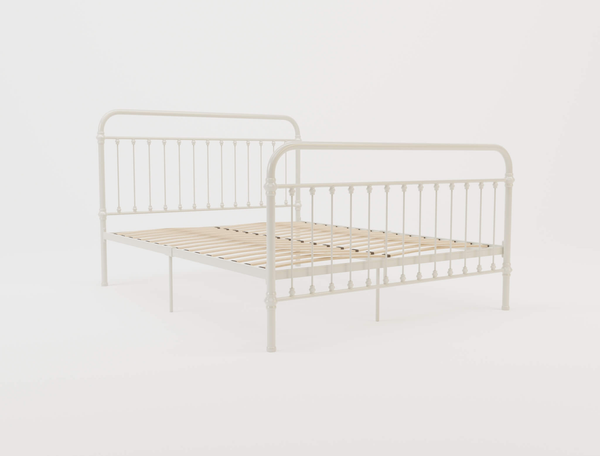 Carter White Metal King Bed Frame