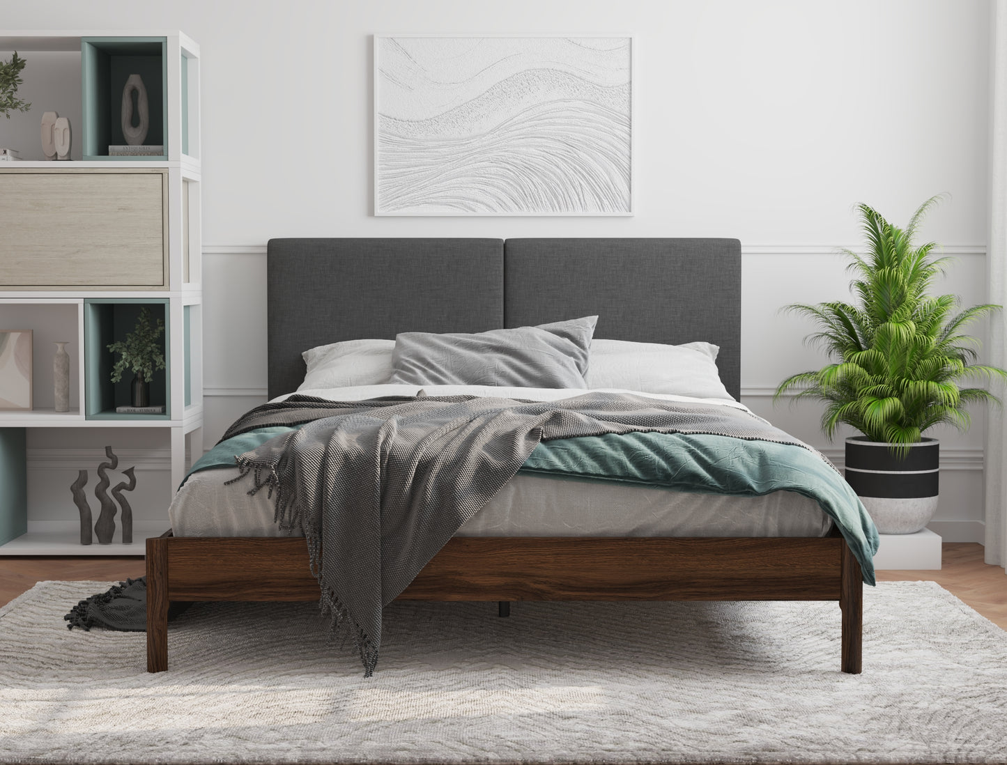 Isaak Charcoal Walnut Bed Frame