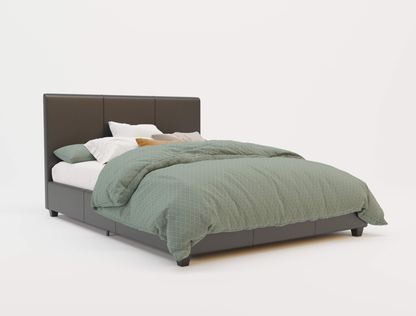 top view of a king single bed frame with mattress and pillows in a white background from Isaak