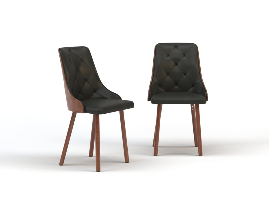 Set of 2 Nova Black / Walnut Vegan Leather Chairs