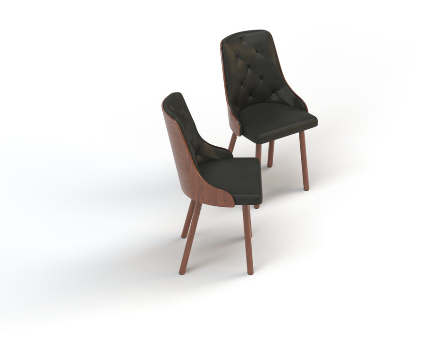 Set of 2 Nova Black / Walnut Vegan Leather Chairs