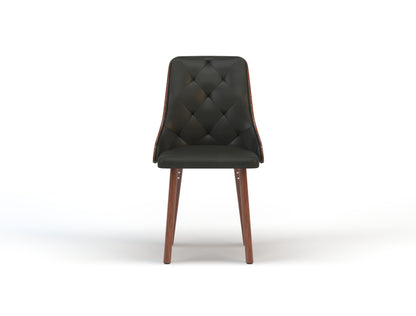 Set of 2 Nova Black / Walnut Vegan Leather Chairs