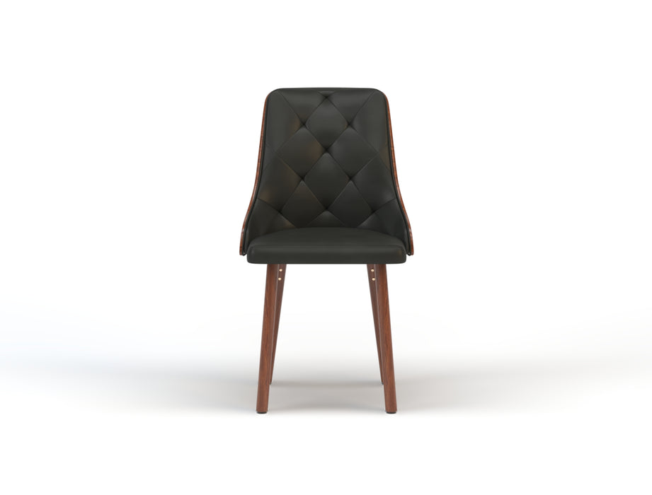 Set of 2 Nova Black / Walnut Vegan Leather Chairs